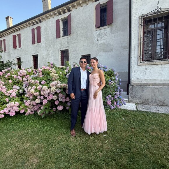 Ulrique Pink Lace Corset Tulle Maxi Dress - Size Small - Picture 12 of 12